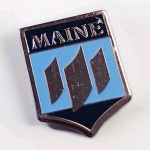Vintage MAINE Metal Enamel Hat Lapel Pin Gold Tone